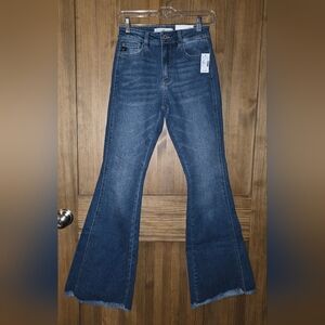 KanCan Women's Blue High-Rise Flare Jeans